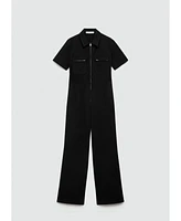 Mango Women's Long Chest-Pocket Jumpsuit