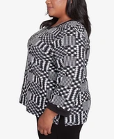 Alfred Dunner Plus Runway Ready Houndstooth Textured Top