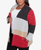 Alfred Dunner Plus Runway Ready Colorblock Cardigan Sweater