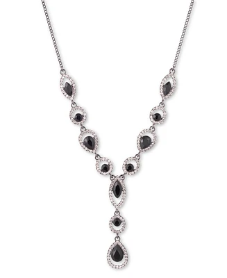 Givenchy Silver-Tone Pave Stone Lariat Necklace, 16" + 3" extender