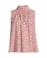 Lands' End Women's Cotton Voile Mock Neck Blouse
