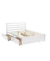 Slickblue Full Size Wooden Platform Bed Frame with Storage Drawers and Headboard for Modern Bedrooms