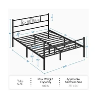 Yaheetech Scroll Metal-Framed Bed with Headboard and Footboard