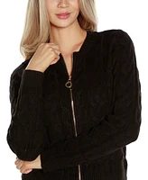 Belldini Black Label Women's Zip Cable Sweater