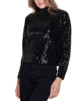 Belldini Women's Black Label Sequin Top with Back Cutout