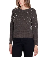 Belldini Women's Black Label Embellished Drop-Shoulder Sweater