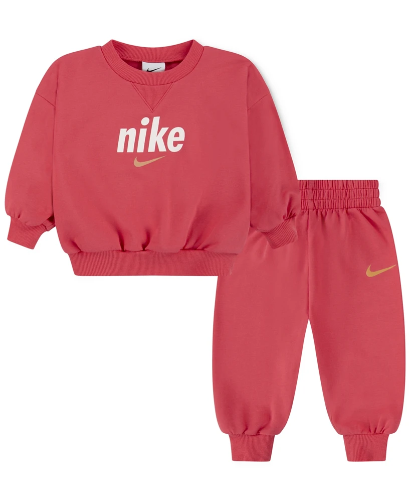 Nike Baby French Terry Crewneck Top & Pants, 2-Piece Set