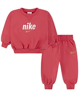 Nike Baby French Terry Crewneck Top & Pants, 2-Piece Set