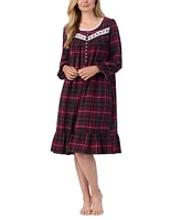 Eileen West Women's Plaid Flannel Lace-Trim Waltz Nightgown