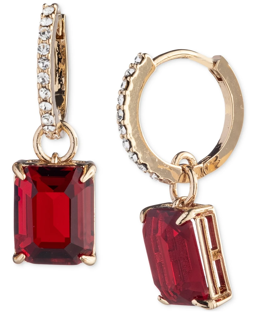 Lauren Ralph Color Crystal Charm Pave Huggie Hoop Earrings