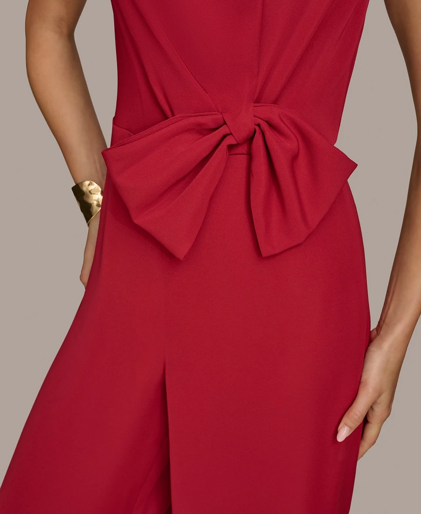 Donna Karan New York Women's Bow-Trim Straight-Leg Jumpsuit