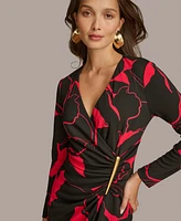 Donna Karan New York Women's Printed Faux-Wrap Dress