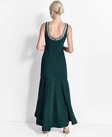 Dkny Women's Rhinestone-Collar Scoop-Neck High-Low Gown