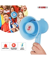 5 Core Megaphone Bullhorn Speaker 15W Mini Battery Power Bull horn w Siren 400 Yard Range - Sky Blue