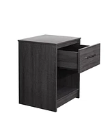 Gymax Nightstand with Drawer Storage Shelf Wooden End Side Table Bedroom Brown