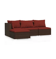 vidaXL Piece Patio Lounge Set with Cushions Brown Poly Rattan