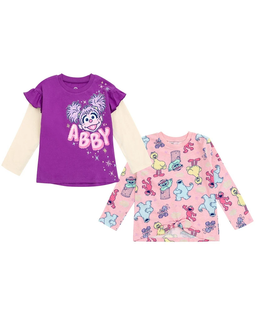 Sesame Street Toddler Girls 2 Pack Peplum Long Sleeve T-Shirts