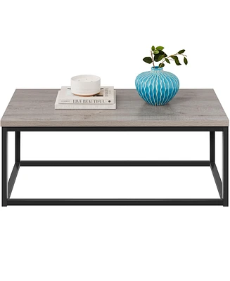 Best Choice Products 44in Rustic Modern Industrial Style Rectangular Wood Grain Top Coffee Table w/ 1.25in