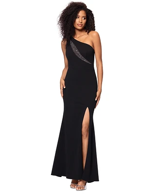 Xscape Women's High-Slit Rhinestone-Embellished Gown