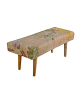 Anaya Home Elegant Floral Handwoven Bench