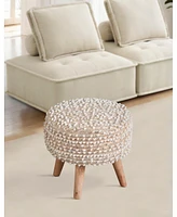 Anaya Home Natural Boucle Handwoven Foot Stool