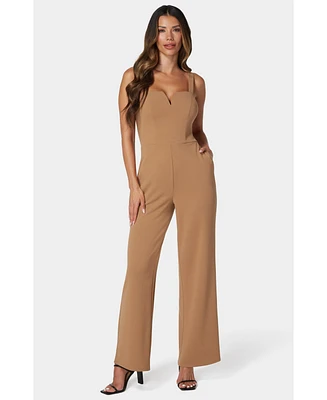 Bebe Women's Scuba Crepe Jumpsuit With Strap