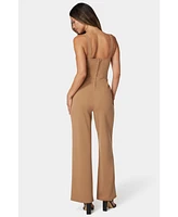 Bebe Women's Scuba Crepe Jumpsuit With Strap