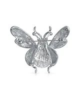 Bling Jewelry White Yellow Large Garden Insect Dragonfly Firefly Queen Bee Butterfly Brooch Pin For Women Silver Plated Brass