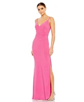 Mac Duggal Women's Rhinestone Embellished V-Neck Gown