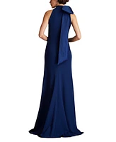 Tadashi Shoji Women's Sims Taffeta Shoulder Bow Halter Gown