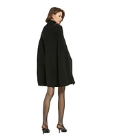 Mac Duggal Women's Turtle Neck Knit Cape Mini Dress