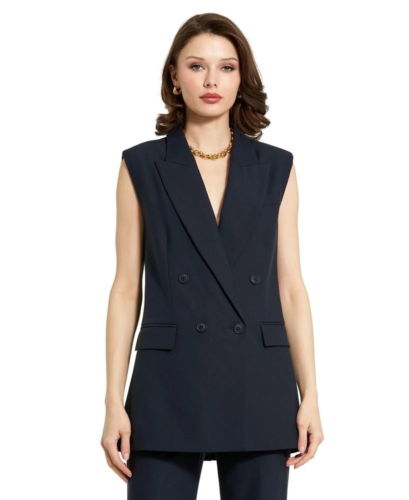 Mac Duggal Women's Tailored Crepe Sleeveless Blazer Vest