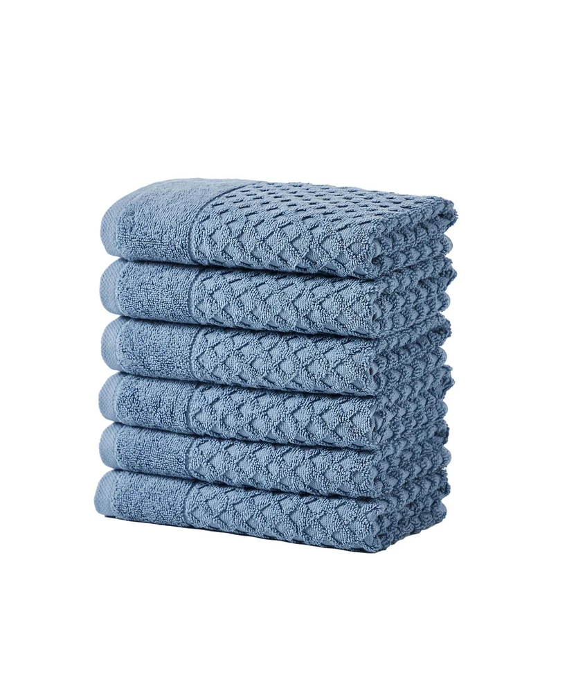 Linery & Co. Quick-Drying Cotton Diamond Waffle Textured 6-Piece Hand Towel Set