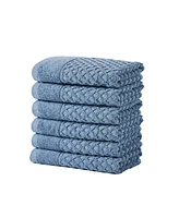 Linery & Co. Quick-Drying Cotton Diamond Waffle Textured 6-Piece Hand Towel Set