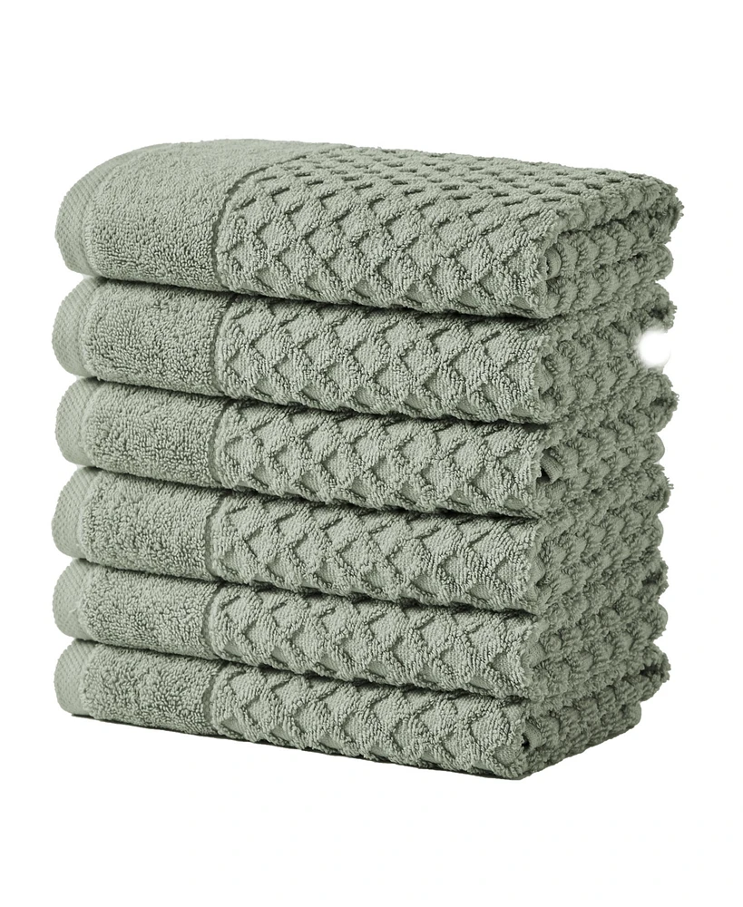 Linery & Co Co. Cotton Diamond Textured 6-Piece Hand Towel Set