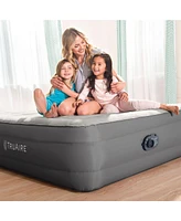 Intex TruAire Luxury Queen Air Mattress Airbed w/ Lumbar Support & Built in Pump