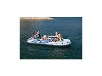 Intex Excursion 4 Inflatable Raft Set w/ 2 Transom Mount 8 Speed Trolling Motors