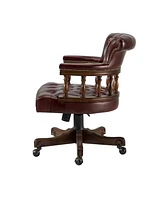 Hulala Home Viktor Traditional Genuine Leather Executive Chair with Nailhead Trims