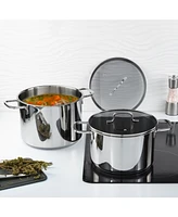 BergHOFF DiNA Helix 4pc Recycled 18/10 Stainless Steel Stockpot Set, Glass Lids