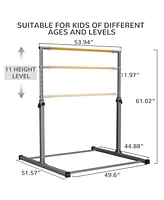 Signature Fitness Adjustable Folding Steel Gymnastics Bar, for Ages 3 & Up, Gray