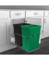 Rev-a-shelf Double Pullout Trash Can 35 qt. for Kitchen, Green, Rv-18KD-1918C-S