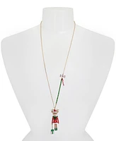 Betsey Johnson Faux Stone Jingle Bell Bling Reindeer Pendant Necklace