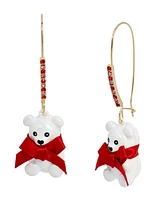 Betsey Johnson Faux Stone Jingle Bell Bling Cultivated Pearl Bear Dangle Earrings