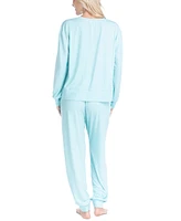 Ocean Pacific Women's Printed Waffle-Knit Pajama Set