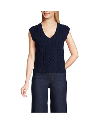 Lands' End Women's Cable Vest Sweater