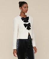 Avec Les Filles Women's Cropped Bow-Front Jacket