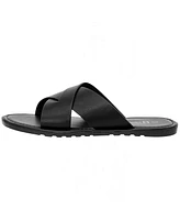 Alpine Swiss Men's Hugo Faux Leather Slide Sandals Dressy Comfortable Shoes