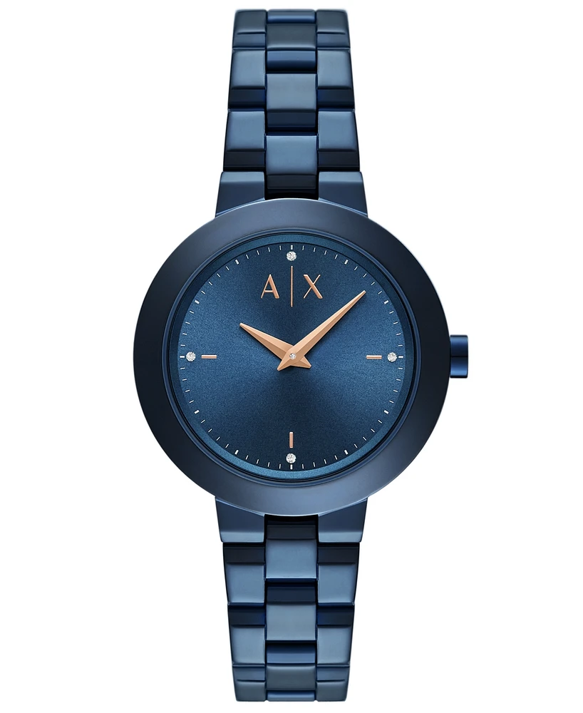 A|X Armani Exchange Women's Quartz Two-Hand Blue Stainless Steel Watch 36mm