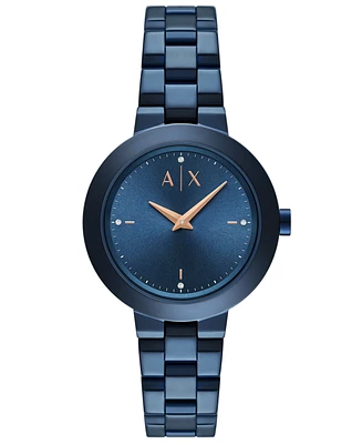 A|X Armani Exchange Women's Quartz Two-Hand Blue Stainless Steel Watch 36mm