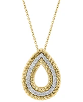 Effy Diamond (3/8 ct. t.w.) & Rope Pear-Shaped 18" Pendant Necklace in 14k Two-Tone Gold - Two